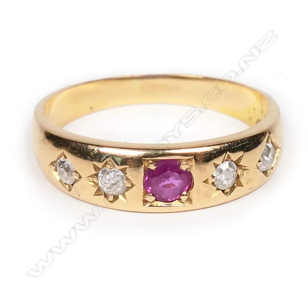 Adolph Kohn (Auckland)18ct gold ruby and diamond ring, Image 1++